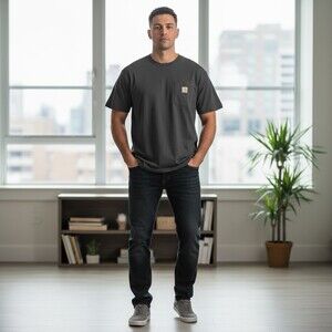 Carhartt Mens Loose Fit Heavyweight Short Sleeve Pocket Black T Shirt Size XL